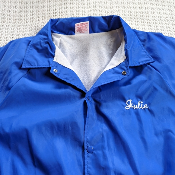 VTG Cardinal Mens Jacket XL Blue Windbreaker Snap Button Drawstring USA Made - Picture 3 of 10